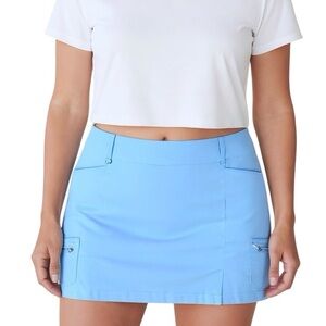 Chicos Zenergy Skirt Skort Sz 0 (4/6 S) Activewear Pull On Blue Sky Zip/Pockets